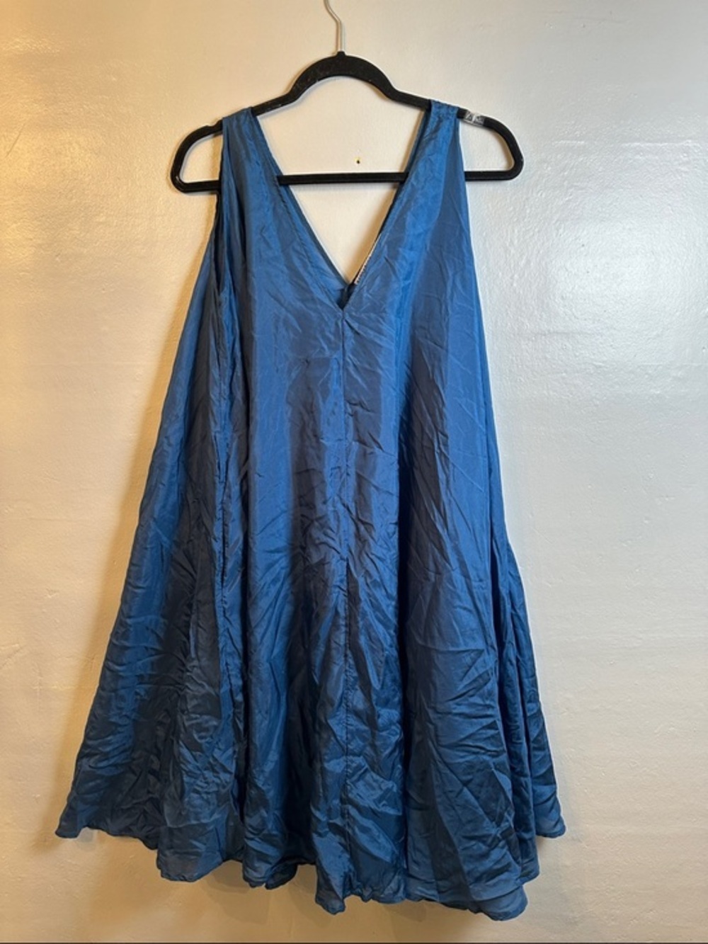 Katharine Hamnett London Blue V-Neck Swing Dress Medium Silk
